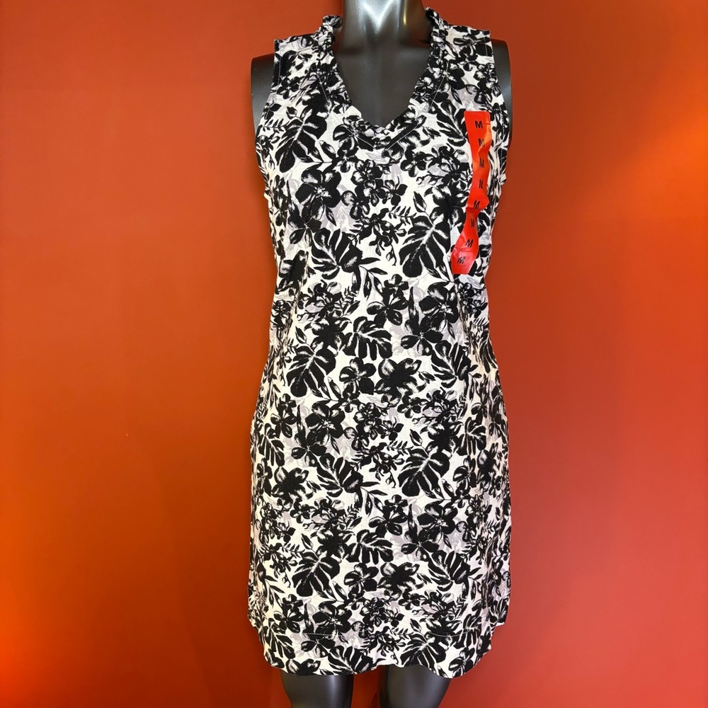 Briggs New York Linen Monochrome Floral Dress